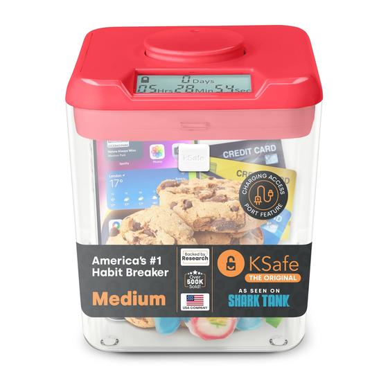 Imagem de Contêiner Time Locking para Cozinha - Seguro e com Porta de Acesso (Rosa Médio)