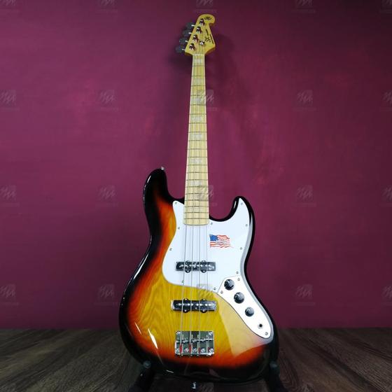 Imagem de Contra Baixo 4 Cordas Jazz Bass SX SJB75 Sunburst com Escudo Branco - SX