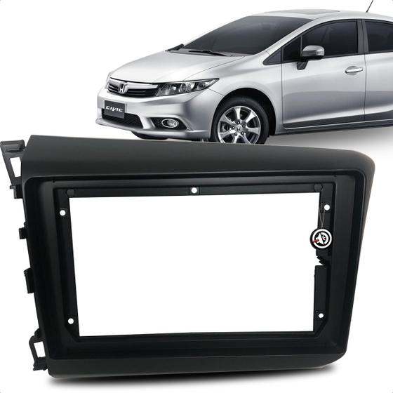 Imagem de contra frente moldura honda civic para multimidia dvd e mp5 de carro automotivo 2012 2013 2014 2015 2016 nota fiscal garantia e envio imediato