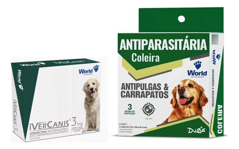 Imagem de Contra pulgas e carrapatos coleira dugs + ivercanis 3mg