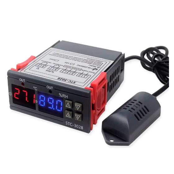Imagem de Controlador 110 220v STC-3028 Digital Duplo Umidade e Temperatura stc 3028