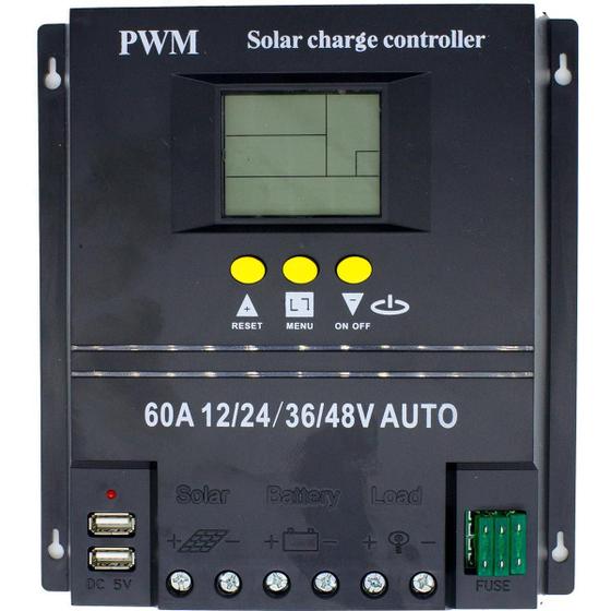 Imagem de Controlador De Carga 60A 12V 24V 36V 48V Energia Solar Usb