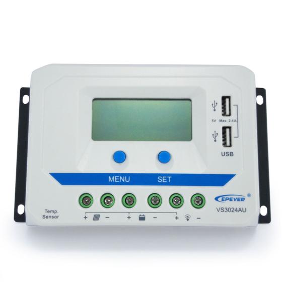 Imagem de Controlador de Carga Solar 30A 12V/24V PWM Epever VS3024AU LCD