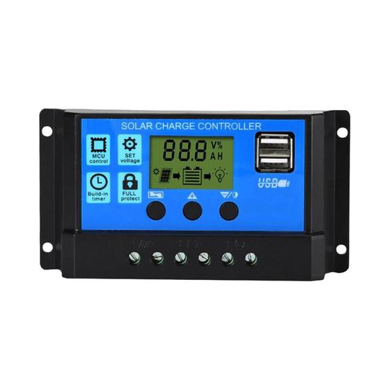 Imagem de Controlador de Carga Solar 60A 12V/24V - Display LCD e Carregador Dual USB