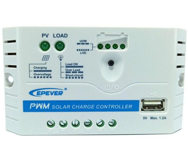 Imagem de Controlador de Carga Solar PWM 10A Epever LS1024EU 12/24V USB