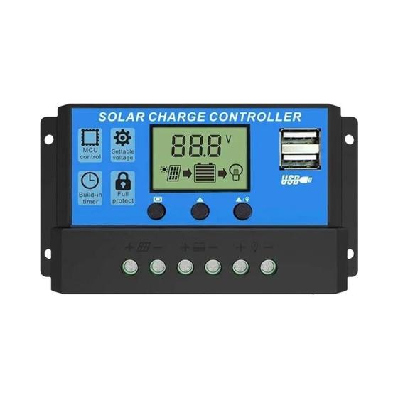 Imagem de Controlador De Descarga De Carga Solar Display Lcd Duplo Usb Regulador De Carregador De Painel Solar