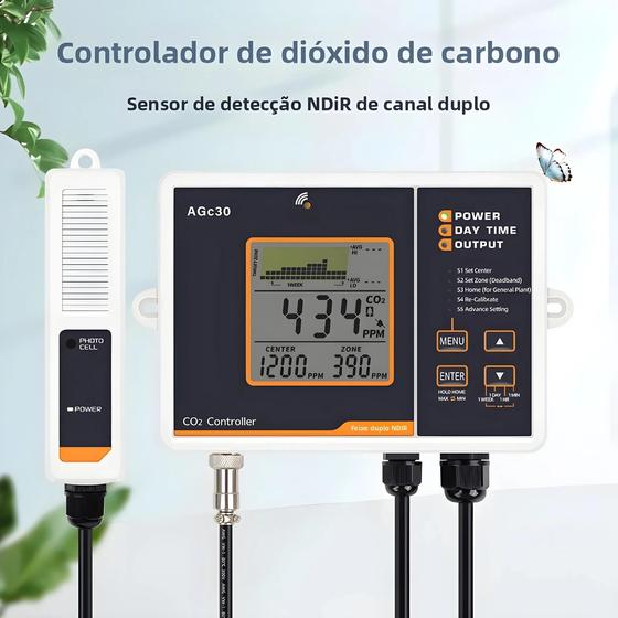 Imagem de Controlador De Monitor De Co2 De Feixe Duplo, Sensor Ndir 0-5000ppm, Dia E Noite, Detector De