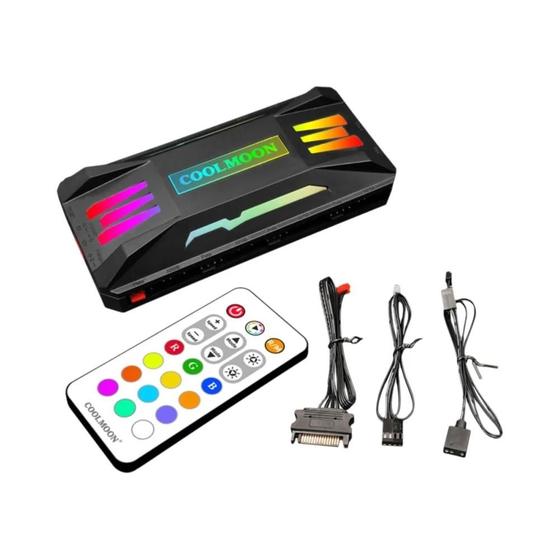 Controlador De Ventilador De Refrigeração De Tira LED RGB COOLMOON 4Pin PWM 5V 3Pin ARGB Controle Menor preço em Controlador De Ventilador De Refrigeração De Tira LED RGB COOLMOON 4Pin PWM 5V 3Pin ARGB Controle