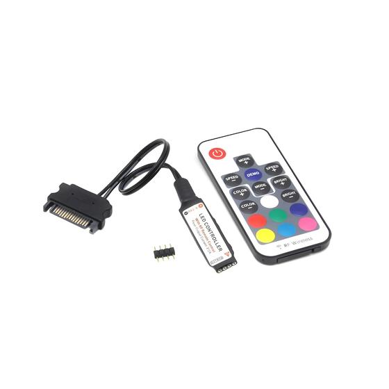 Imagem de Controlador LED RGB Sem Fio 12V com Controle Remoto - Para Iluminação de Gabinete de PC