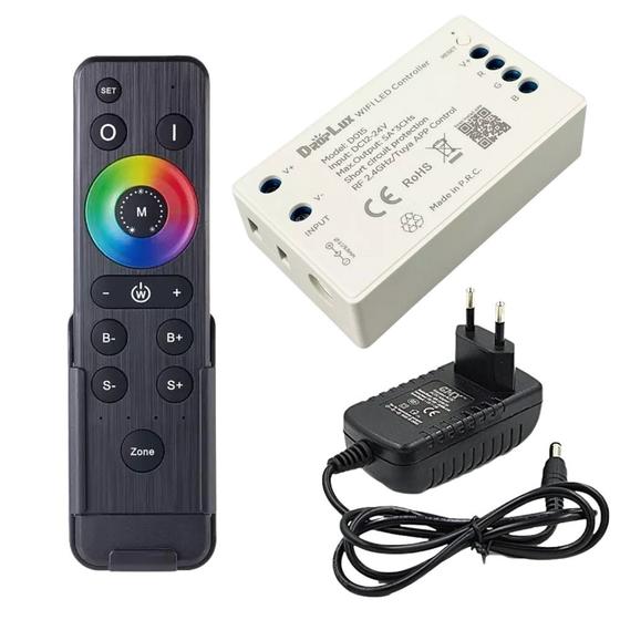 Imagem de Controlador WiFi Iluminação com Controle Remoto e Fonte para Led RGB Conexão com Tuya Smart  App Alexa Google Assistant