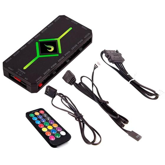 Imagem de Controladora Gamer Para Cooler Rise Mode PWM e ARGB Hub - RM-COPW-ARGB