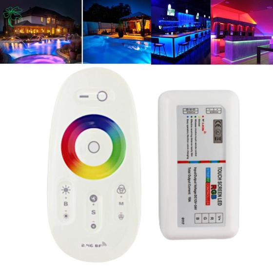 Imagem de Controladora (Módulo Central) Com Controle Sem Fio RGB (Colorido) Touch Screen para Fita de Led e Luminária De Piscina