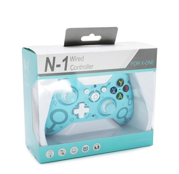 Controle Com Fio Chumbo Para Xbox One Pc N1wired Controller Azul Claro