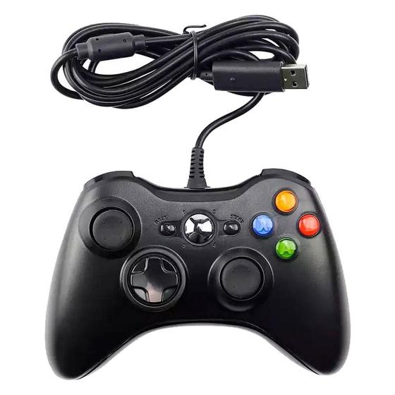 Imagem de Controle Com Fio Compatível com Xbox 360 E Pc Slim Fat Joystick 2 Em 1