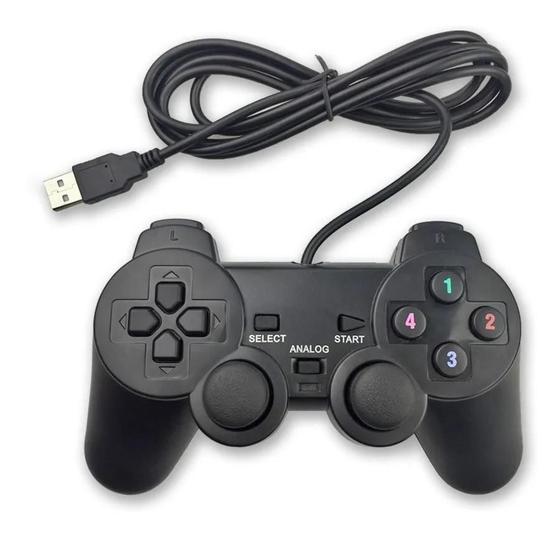 Imagem de Controle Com Fio Joystick Para Pc e Notebook com Cabo Usb Preto