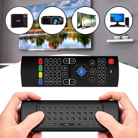 Controle Com Mini Teclado Air Mouse Sem Fio Smart Tv Wifi Menor preço em Controle Com Mini Teclado Air Mouse Sem Fio Smart Tv Wifi