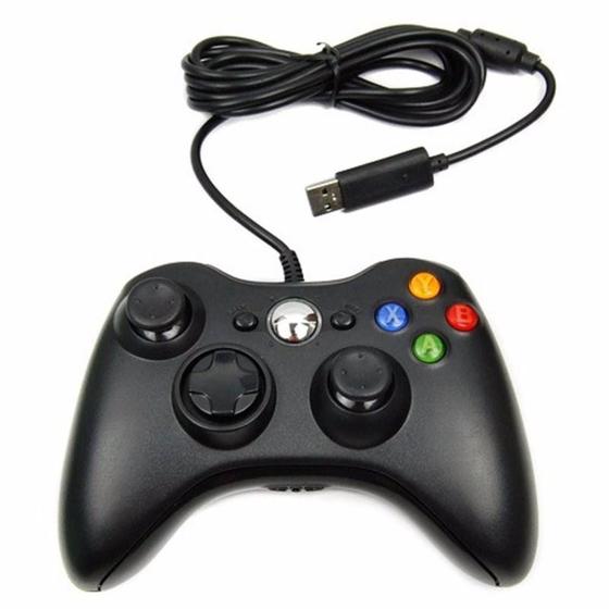 Imagem de Controle Compatível com Xbox 360 e PC Com Fio Preto Slim Joystick Cabo