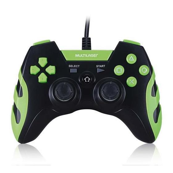 Imagem de Controle Gamer Com Fio Ps3/Pc Preto/Verde Multilaser - Js091