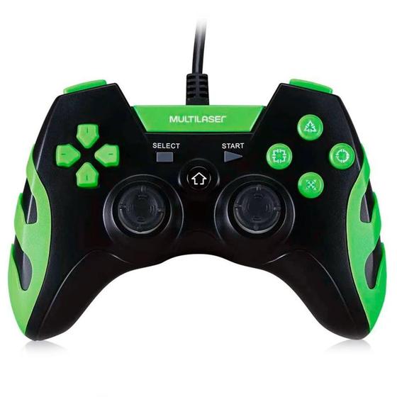 Imagem de Controle Gamer Multi Com Fio, PS3, PC, Preto e  Verde - JS091