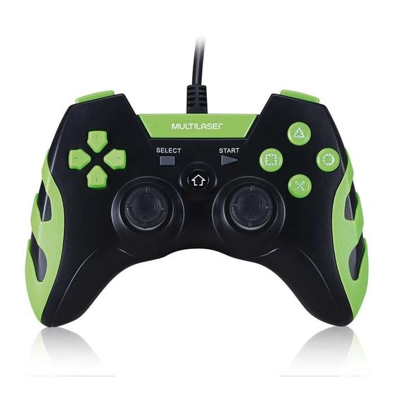 Imagem de Controle Gamer PS3 / PC Multilaser Preto e Verde - JS091