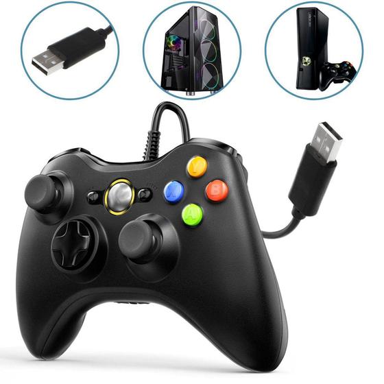 Imagem de Controle Joystick Compatível Com Xbox 360 e PC Com Fio USB - DTL