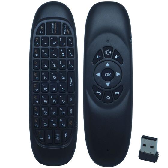 Imagem de Controle Mini Teclado Air Mouse Wireless Sem Fio Android Pc Tv C120 Preto