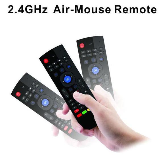 Imagem de Controle Mini Teclado Air Mouse Wireless Sem Fio Android Pc Tv MX-3A 2,4 Ghz Preto