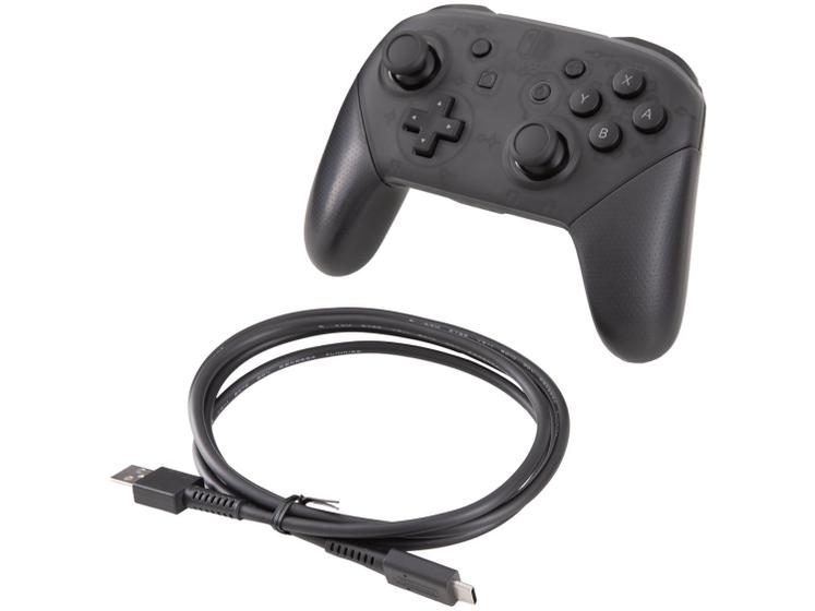Controle Nintendo Switch Pro Controller visto de cima, destacando botões ABXY e direcional