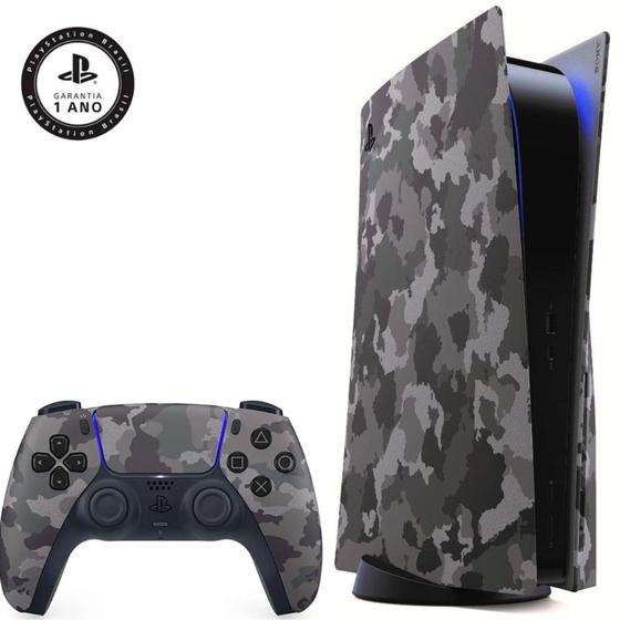 Imagem de Controle PS5 Dualsense + Tampas do Console Gray Camouflage Original Sony