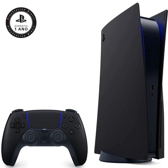 Controle PS5 Dualsense + Tampas do Console Midnight Black Preta Original Sony Menor preço em Controle PS5 Dualsense + Tampas do Console Midnight Black Preta Original Sony