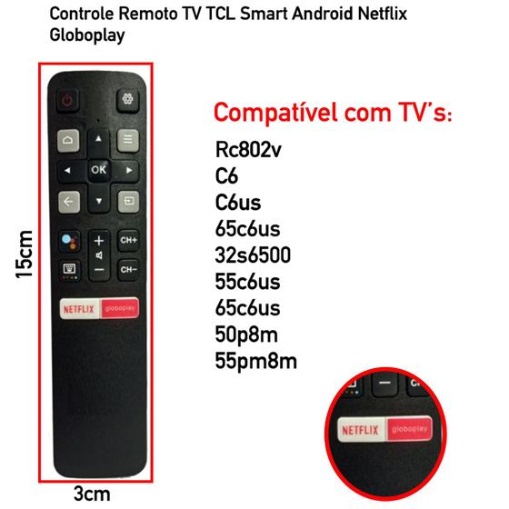 Imagem de Controle Rc802v Smart Tv Tcl C6 C6us 55c6us 65c6us Sem Voz