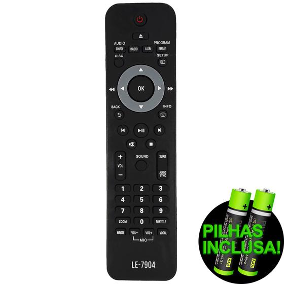 Controle remoto compatível com Home Theater Philips HTS3510 HTS3520 e HTS357 Com pilhas Menor preço em Controle remoto compatível com Home Theater Philips HTS3510 HTS3520 e HTS357 Com pilhas