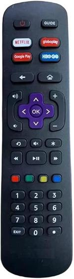 Imagem de Controle Remoto Compatível Com Smart TV AOC ROKU Com Botões Netflix Globoplay Google Play Hbo Go