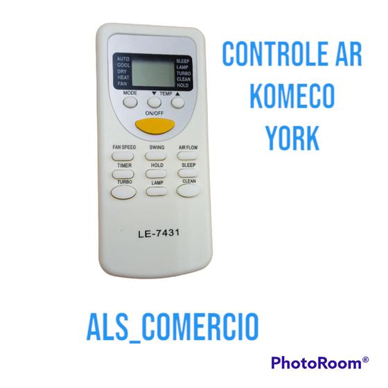 Imagem de Controle Remoto Compatível KOMECO/YORK Ar Condicionado LE 7431