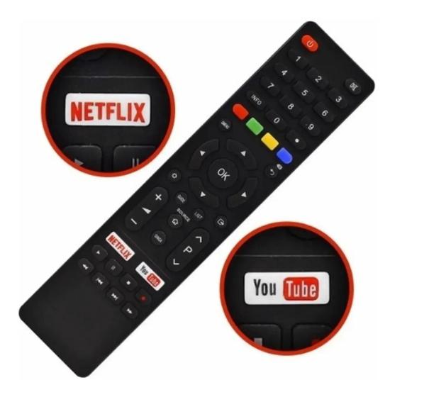 Imagem de Controle Remoto Compatível Tv Smart Philco Botões Netflix Youtube Televisão