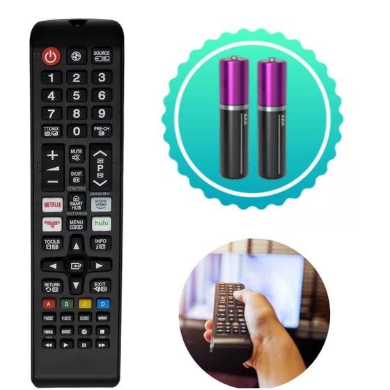 Imagem de Controle Remoto Para Smart TV 4K  Kit com 2 Unidades e Pilhas AAA
