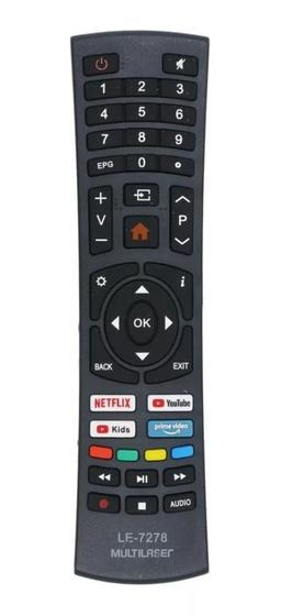 Imagem de Controle remoto para tv multilaser led netflix youtube kid prime video le-7278