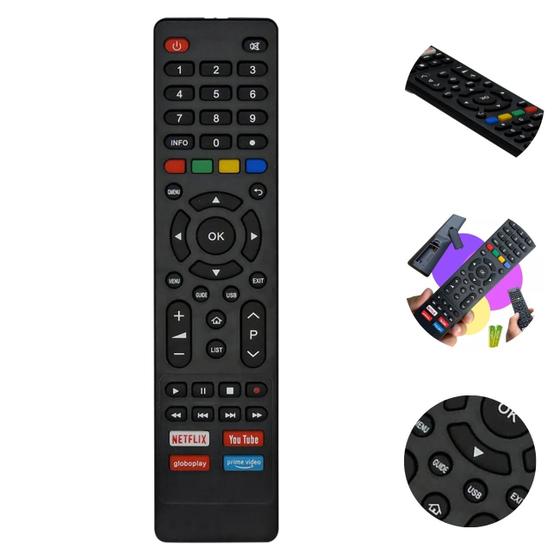 Imagem de Controle Remoto Philco 4K Smart TV  Teclas Netflix e Prime Video para Streaming