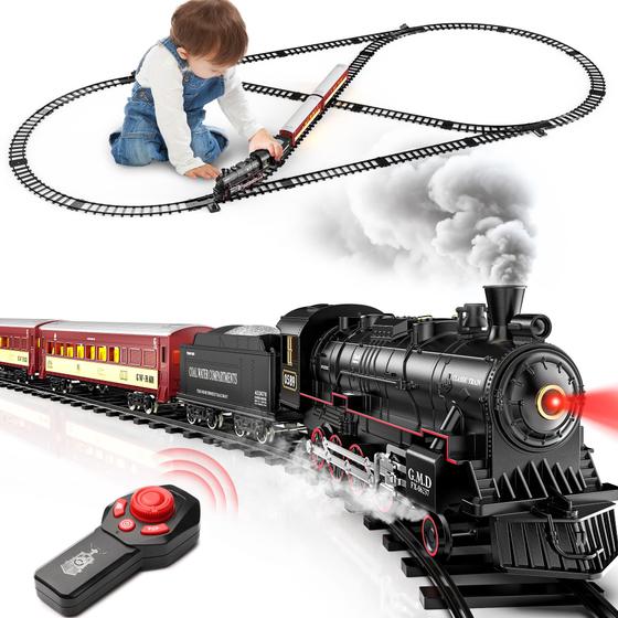 Imagem de Controle remoto Train Set Hot Bee Alloy com locomotiva a vapor