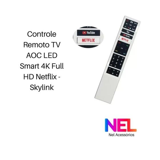 Imagem de Controle Remoto TV AOC LED Smart 4K Full HD Netflix - Skylink