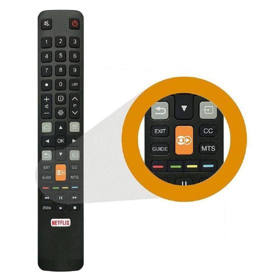 Imagem de Controle Remoto TV LED TCL 49P2US 55P2US 65P2US L40S4900FS L55S4900FS Teclas Globoplay Netflix