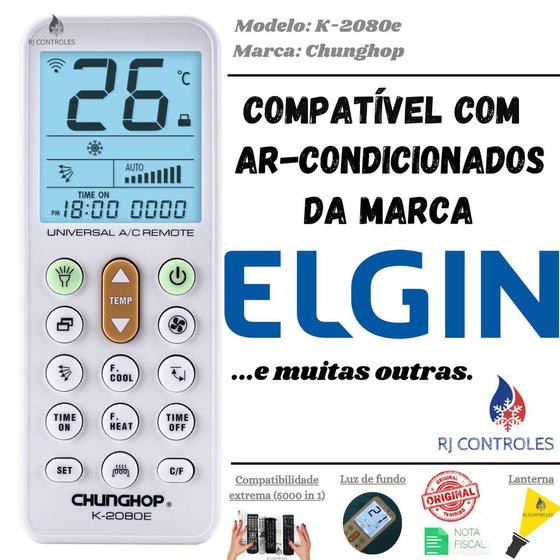 Imagem de Controle Remoto Universal K-2080e para Ar Condicionado Elgin