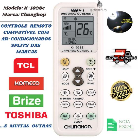 Imagem de Controle Remoto Universal para Ar Condicionado Komeco Brize TCL Toshiba