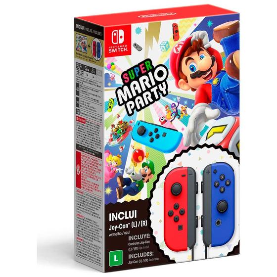 Controle Sem Fio Nintendo Switch Joy Con Vermelho e Azul Super Mario Party Bundle Acessorios Nintendo Switch Magazine Luiza