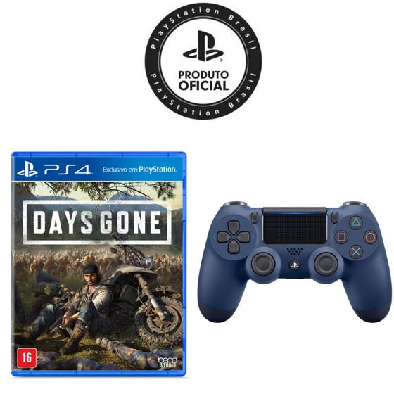 Imagem de Controle Sem Fio PS 4 Dualshock 4 Azul + Game Days Gone