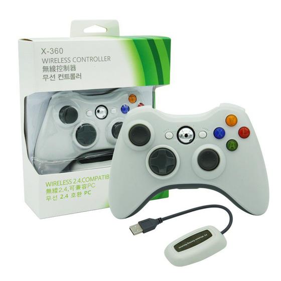 Imagem de Controle Sem Fio Xbox 360 Compatível Com Computador Notebook Playstation 3 + Receiver Branco