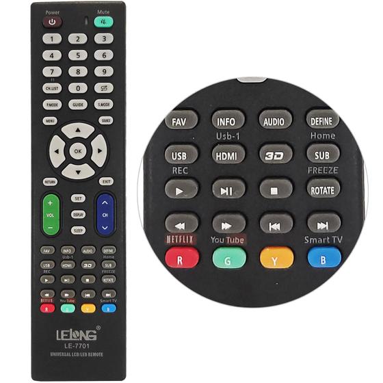 Imagem de Controle Universal Compatível TV Várias Marcas AOC TCL SHARP Lcd Smart Netflix