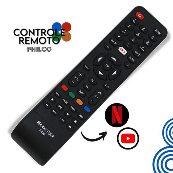 Imagem de Controle Universal Philco - Smart - Tecla Netflix e YouTube -  8093 - Nybc