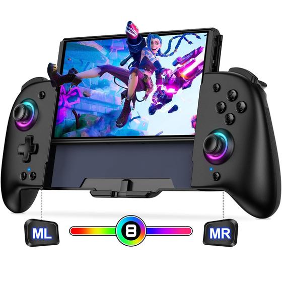 Imagem de Controle Wireless Switch Pro - Ergonômico, com Turbo, RGB e Programação (Preto)