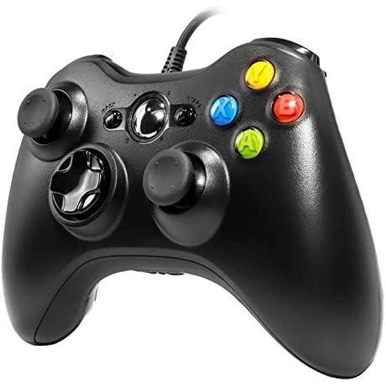 Imagem de Controle Xbox 360 Pc Joystick Com Fio - Preto COMPATIVEL